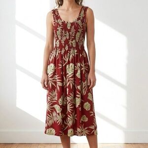 Vintage Rima Red Hawaiian Midi Dress Small